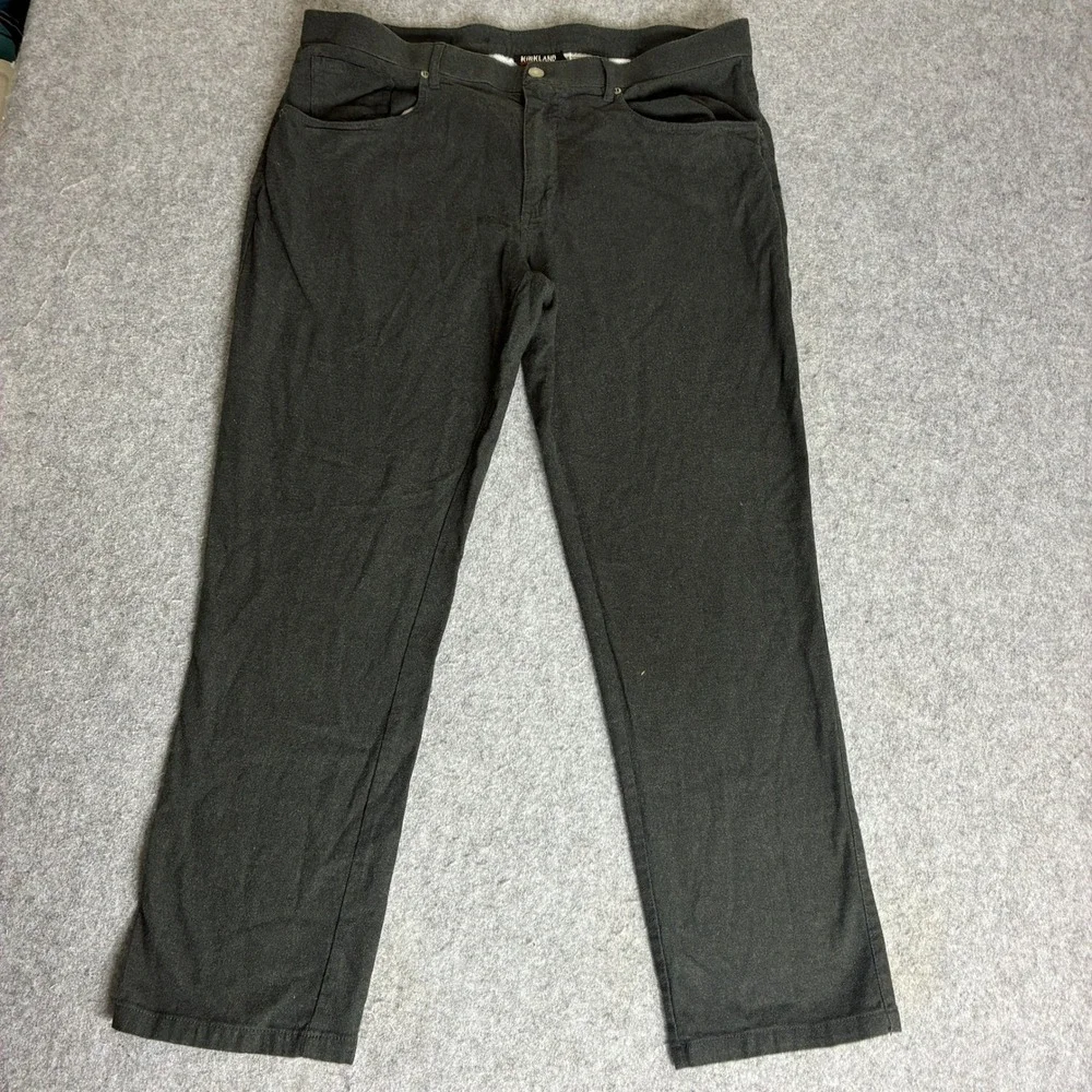 Kirkland Signature Mens 38x29 Brushed Twill Pants Charcoal Grey Straight Leg